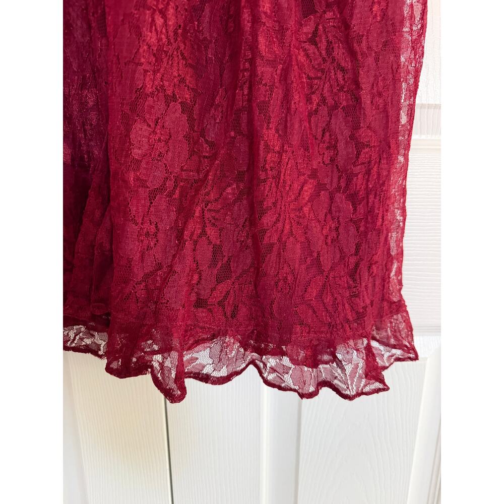 Vintage Starina Lace Overlay Babydoll Mini Dress Wine Red Burgundy - Picture 4 of 6